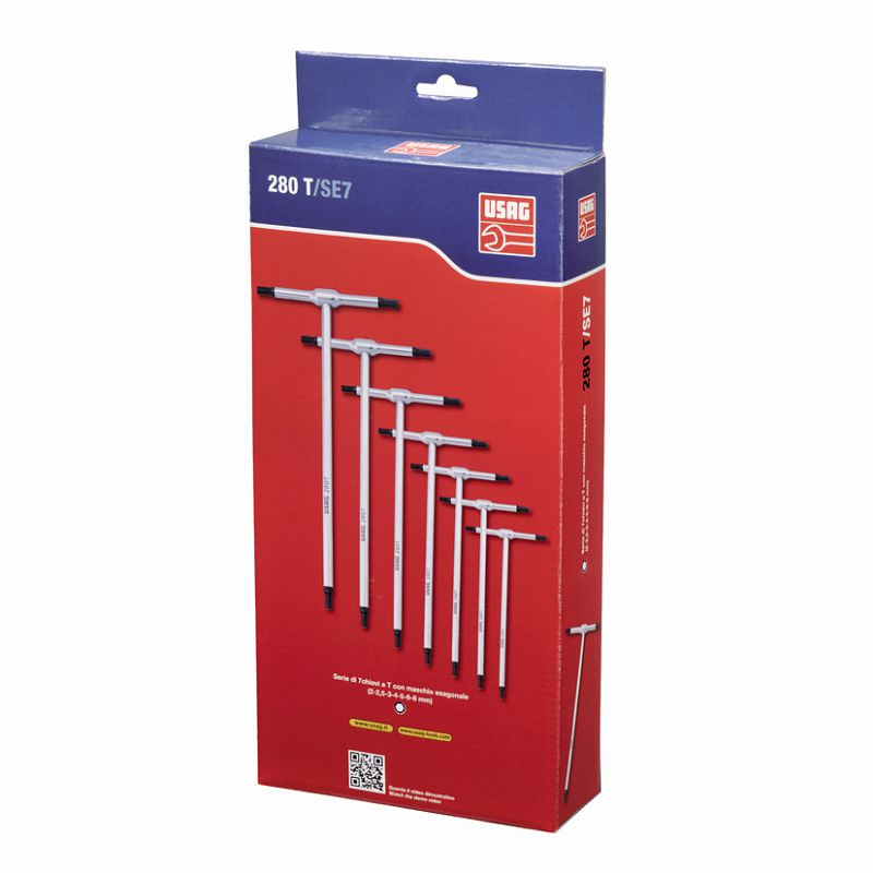 Serie di 7 chiavi a T con maschio esagonale 280 T/SE7 - USAG