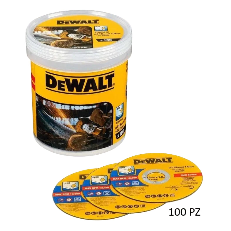 Kit 100 dischi da taglio 115 x 1 per smerigliatrice DT20599-QZ - DEWALT