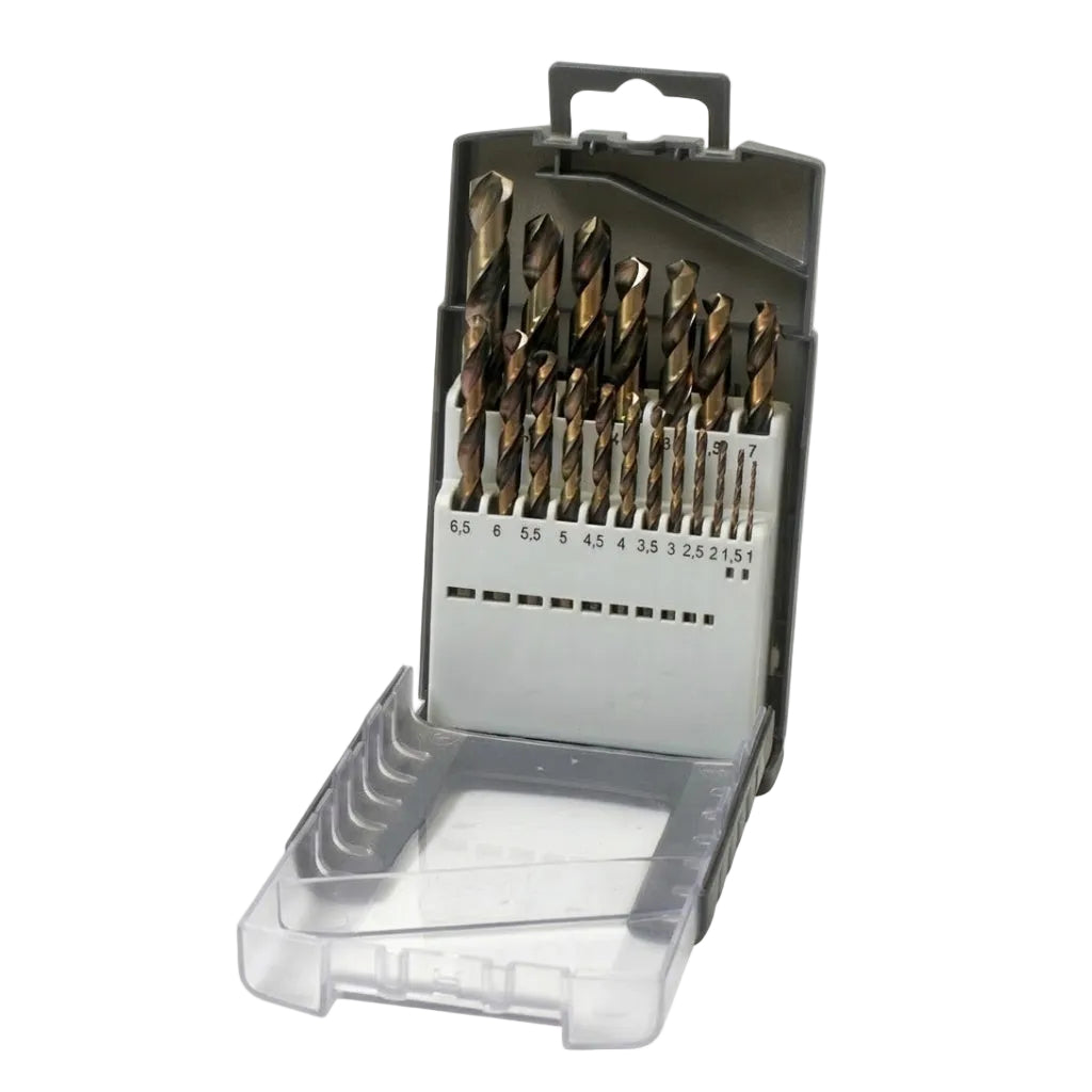 Set di 19 Punte Rettificate al Cobalto HSS-CO per Acciaio Inox Ø 1÷10 x 0,5 mm - KRINO