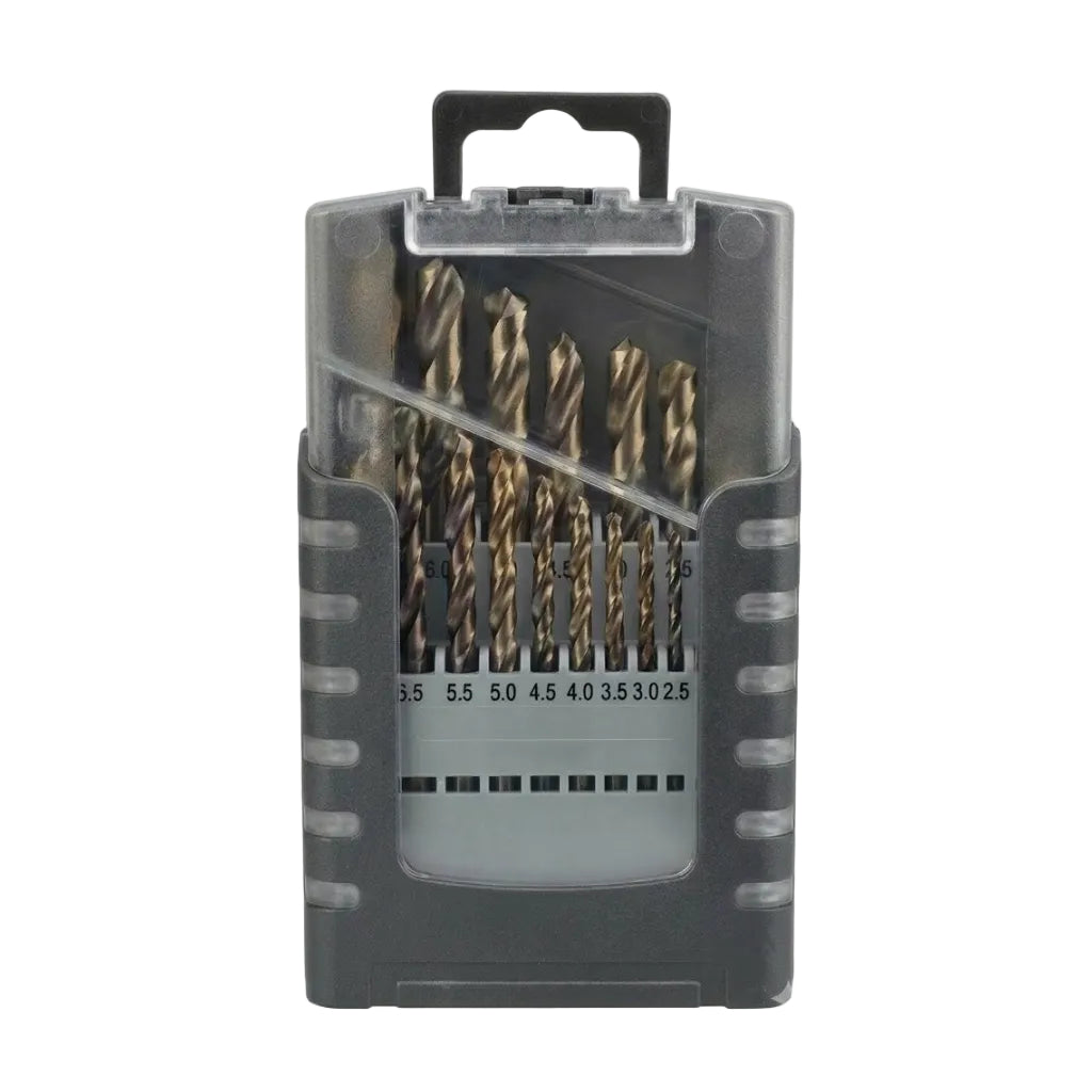 Set di 19 Punte Rettificate al Cobalto HSS-CO per Acciaio Inox Ø 1÷10 x 0,5 mm - KRINO